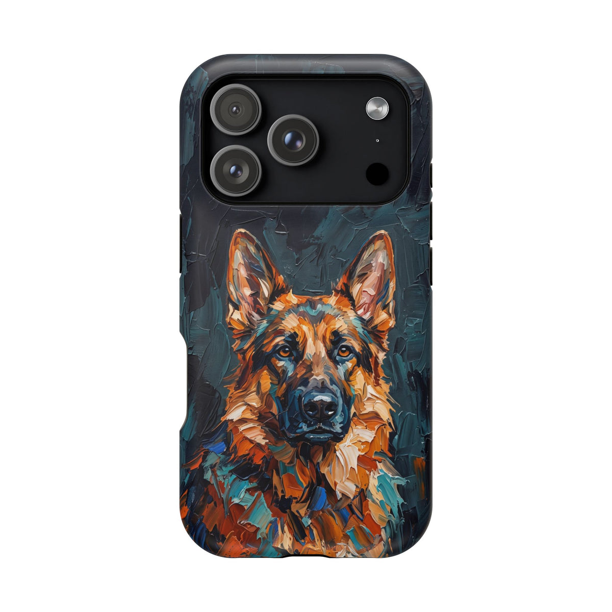 German Shepherd Phone Case | Palette Knife Painting Art — Tough Magnetic Case with Wireless Charging
