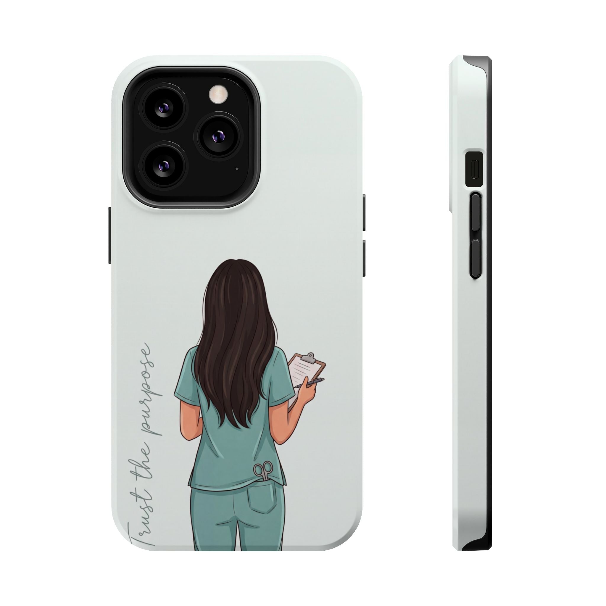 Nurse Illustration Phone Case — Impact-Resistant Wireless Charging Cover
