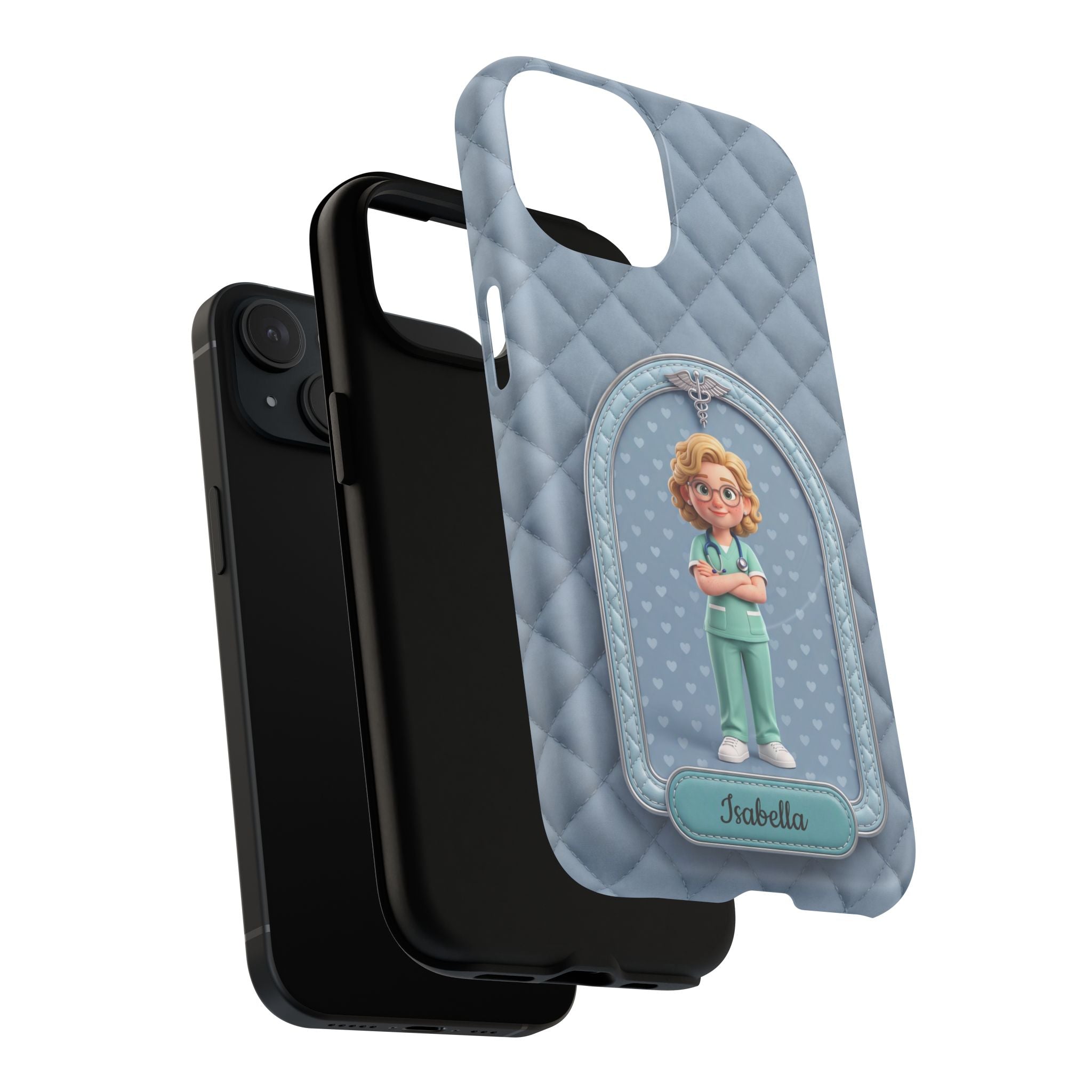 Personalized Nurse Phone Case | Quilted Badge Design, Custom Name iPhone Case