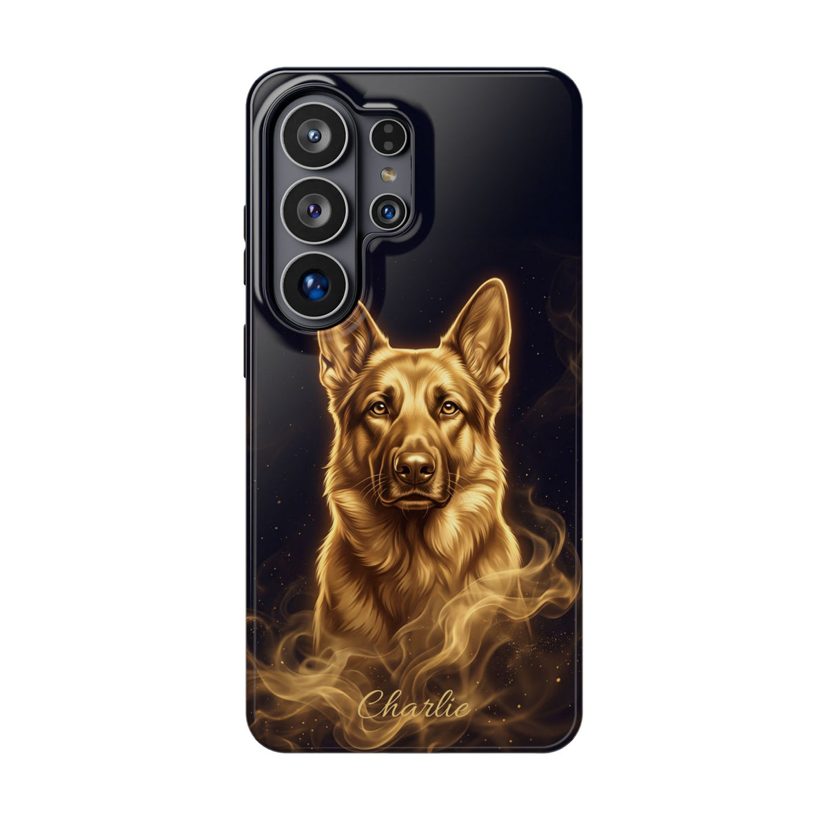German Shepherd Phone Case | Personalized Gold Glow Art — Tough Magnetic Case with Wireless Charging
