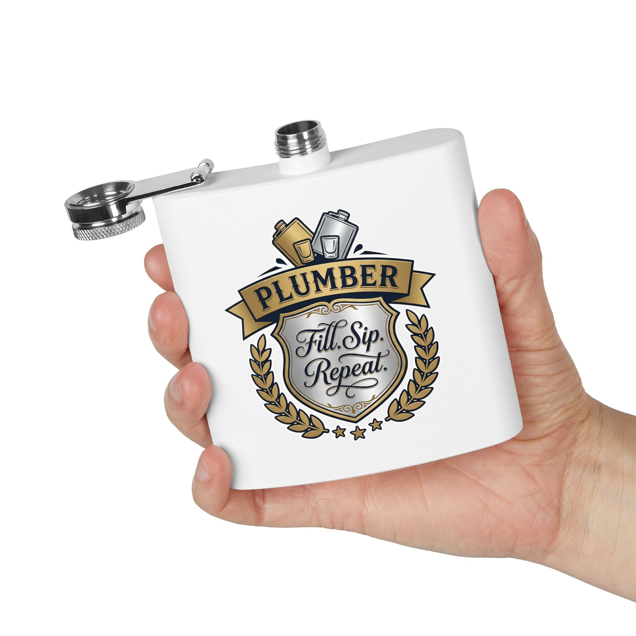 Flask — "Fill. Sip. Repeat." 6oz Stainless Steel Hip Flask
