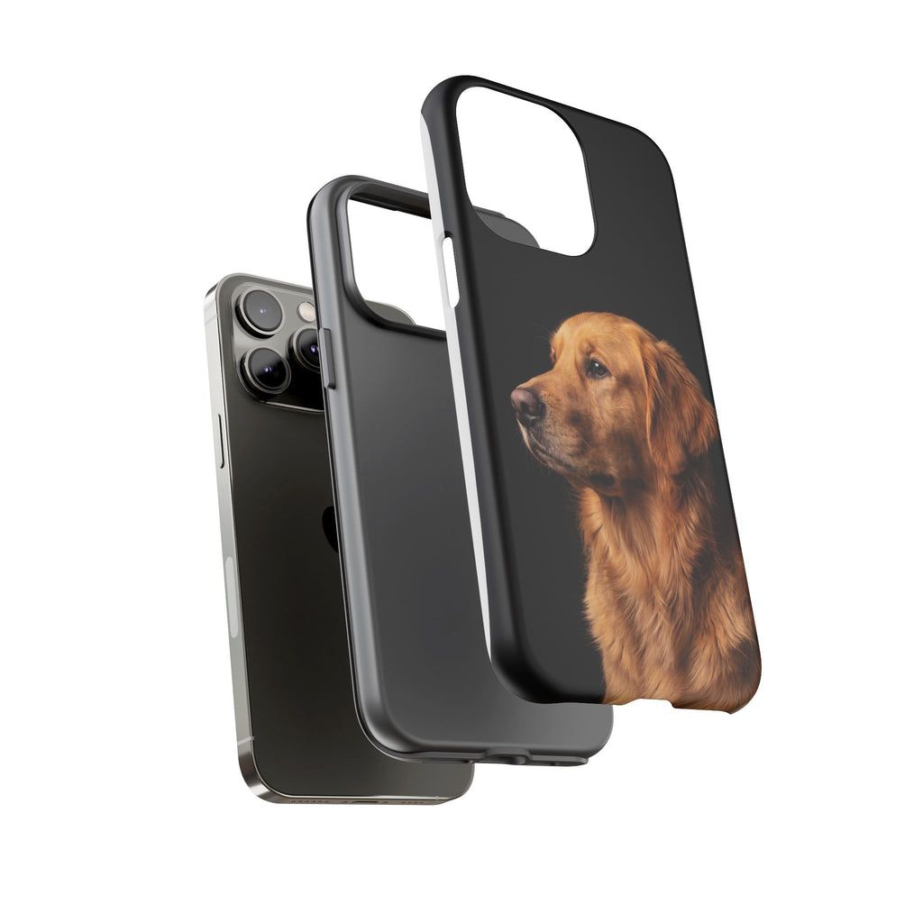 Golden Retriever Portrait Phone Case | Realistic Dog Photo on Black Background | iPhone & Samsung
