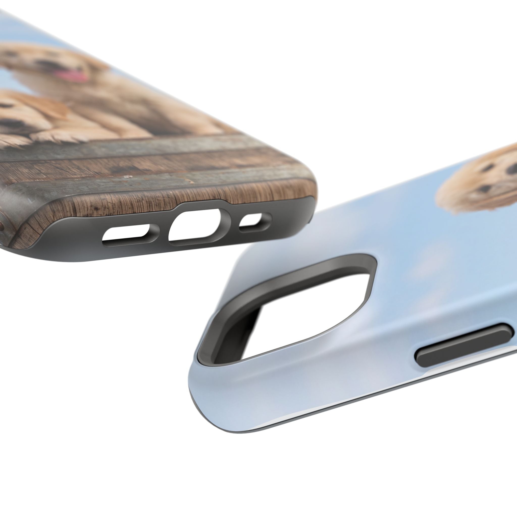 Golden Retriever Puppy Duo Phone Case — Impact-Resistant Wireless Charging Cover