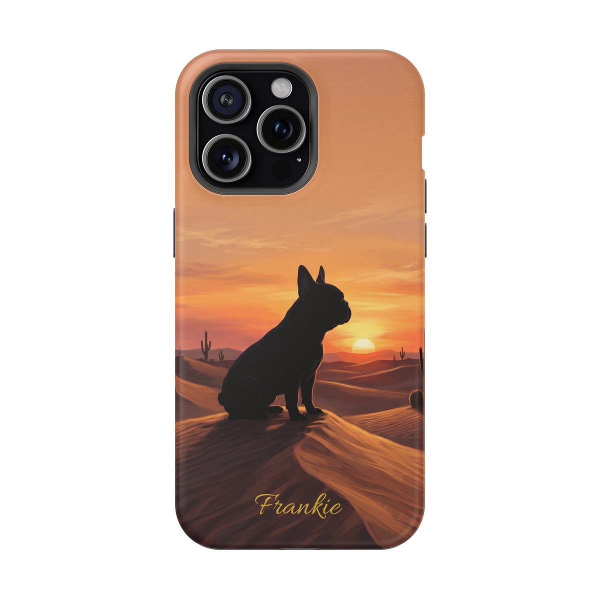 Personalized French Bulldog Desert Sunset Phone Case — Wireless Charging Cover