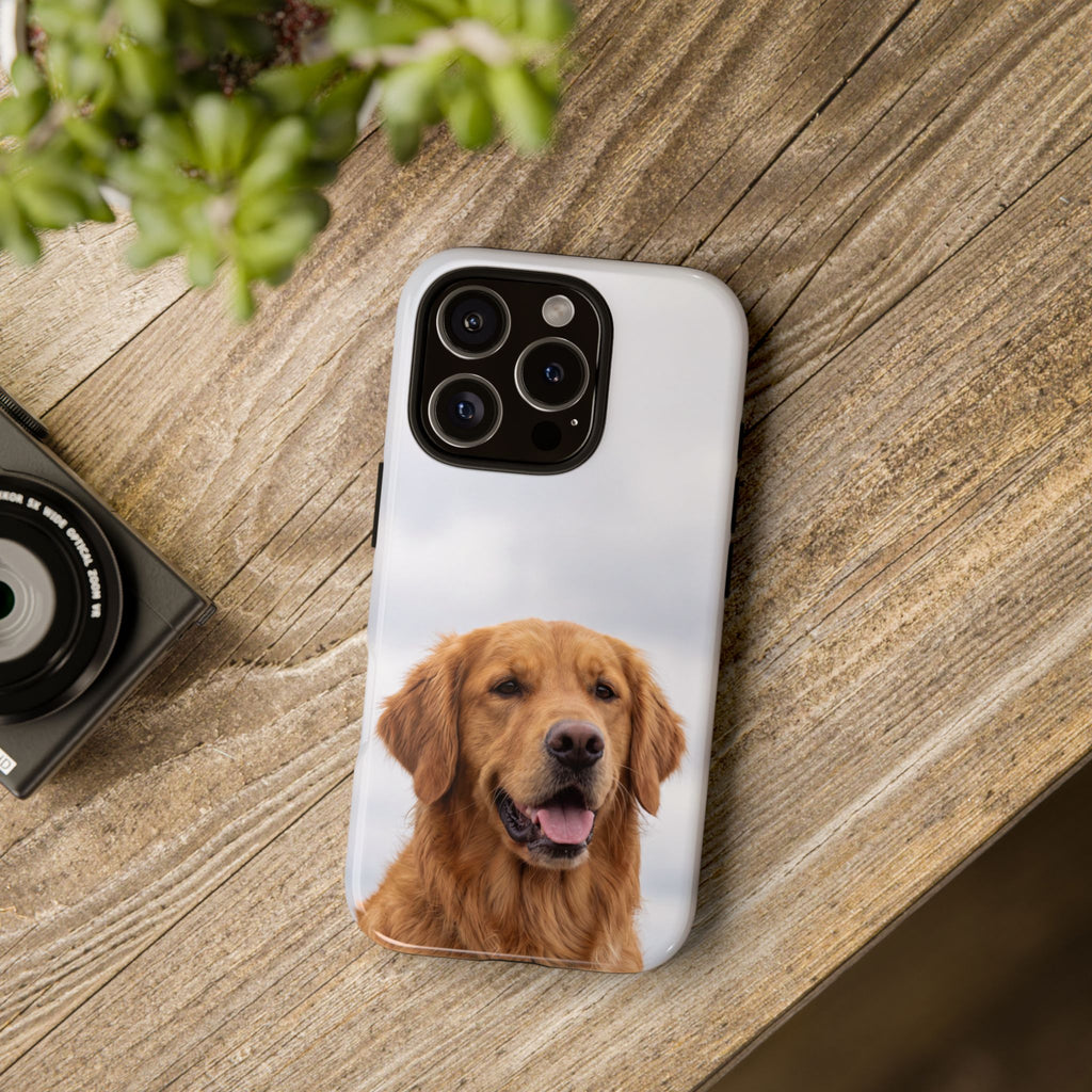 Golden Retriever Portrait Phone Case | Happy Dog Photo on Soft Sky Background | Samsung & iPhone