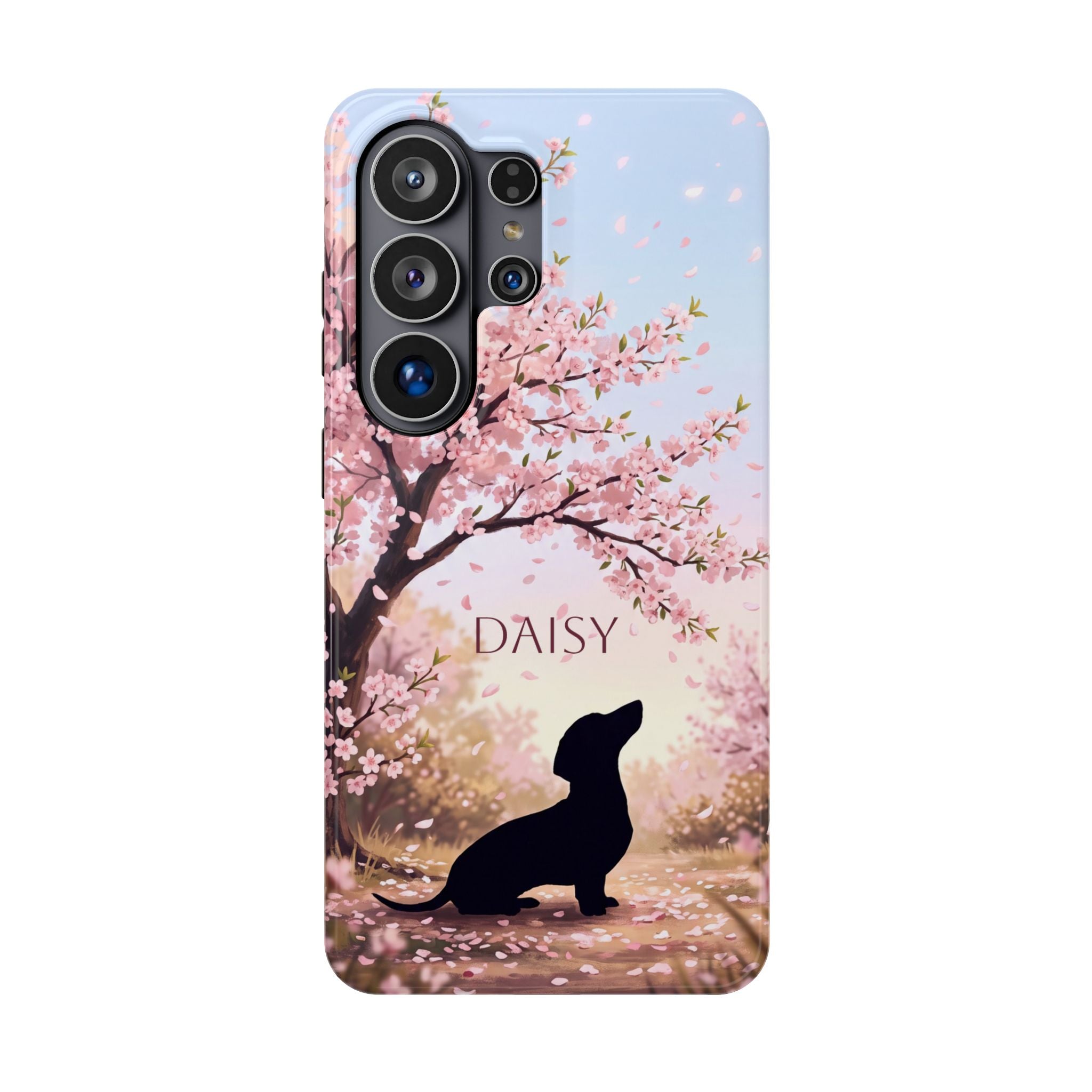Personalized Dachshund Cherry Blossom Phone Case — Wireless Charging Cover