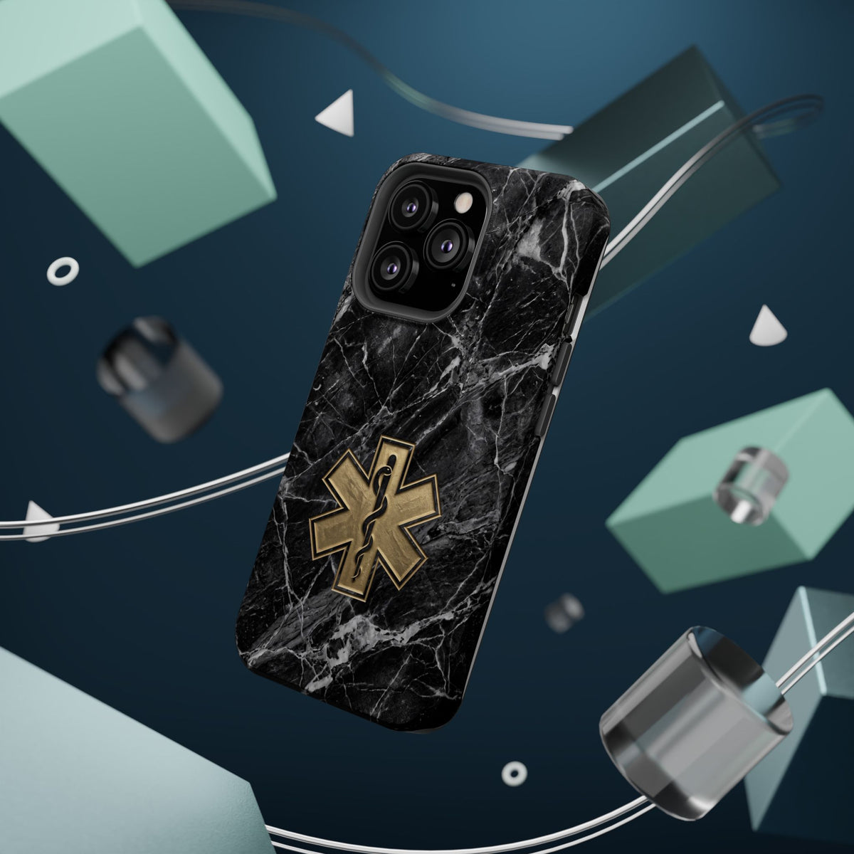 Paramedic/EMT Marble Phone Case — Magnetic Wireless Charging Cover