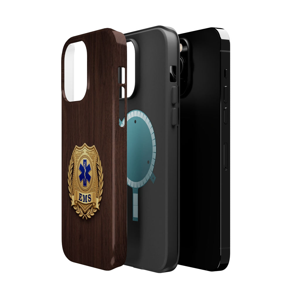 Gold EMS Laurel Badge Wood Phone Case — Magnetic Wireless Charging Cover