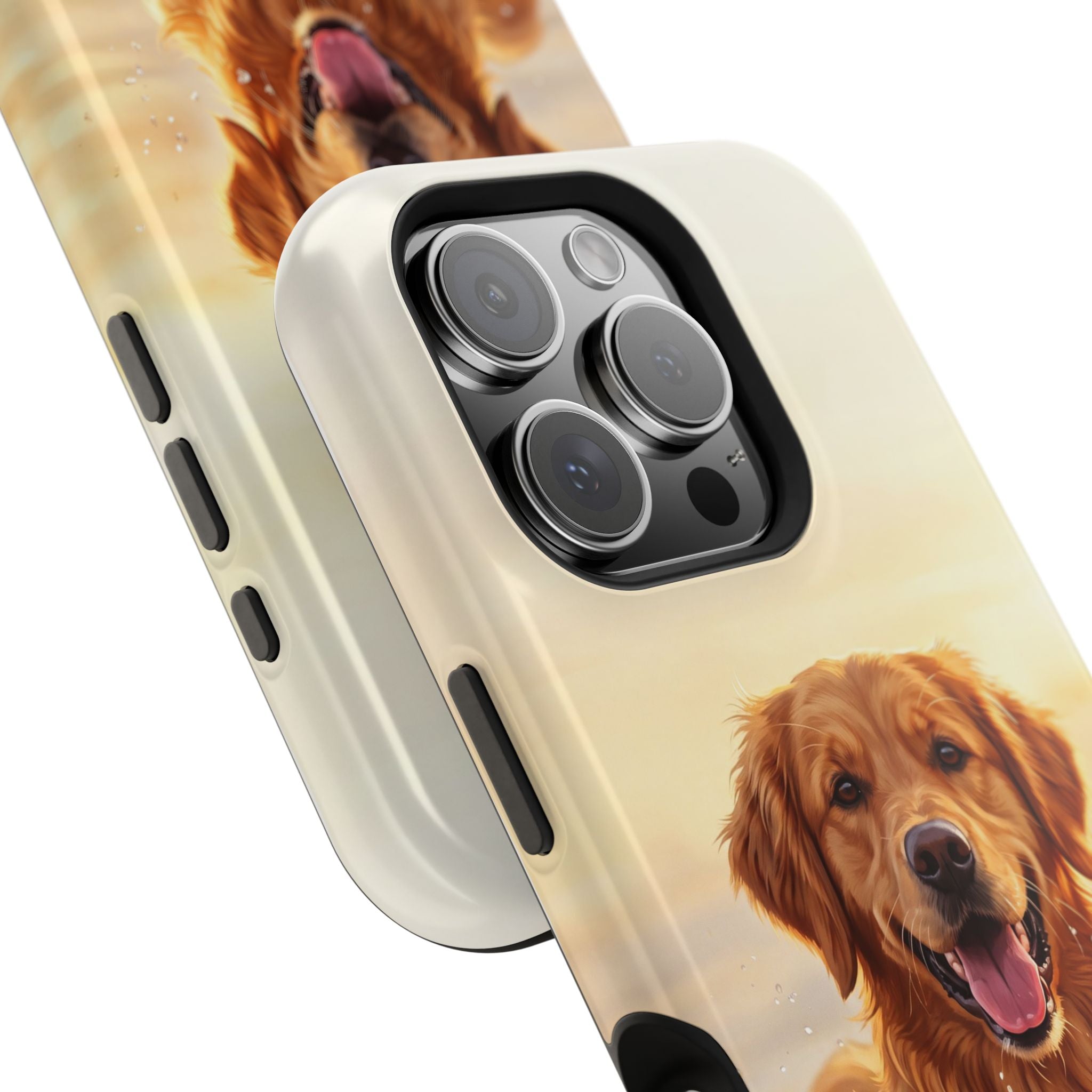 Beach Golden Retriever Phone Case — Impact-Resistant Wireless Charging Cover
