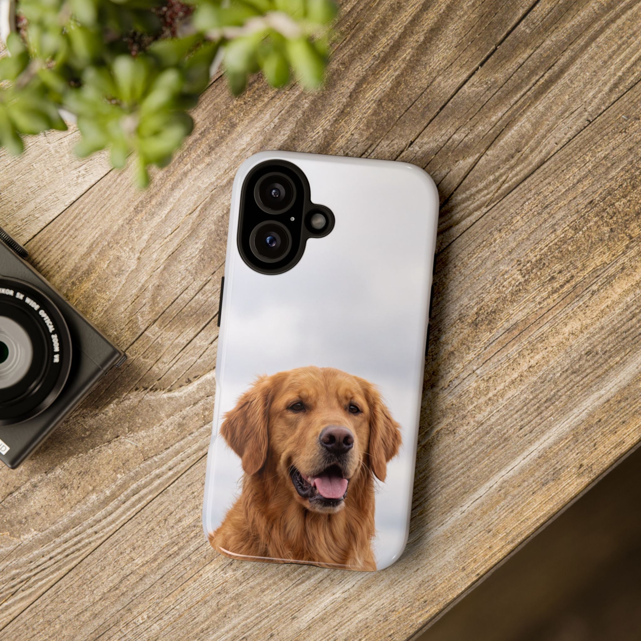 Golden Retriever Portrait Phone Case | Happy Dog Photo on Soft Sky Background | Samsung & iPhone