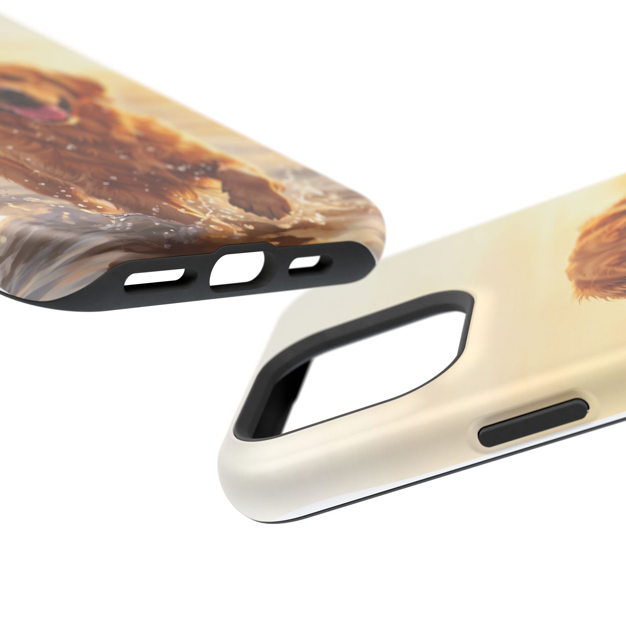 Beach Golden Retriever Phone Case — Impact-Resistant Wireless Charging Cover