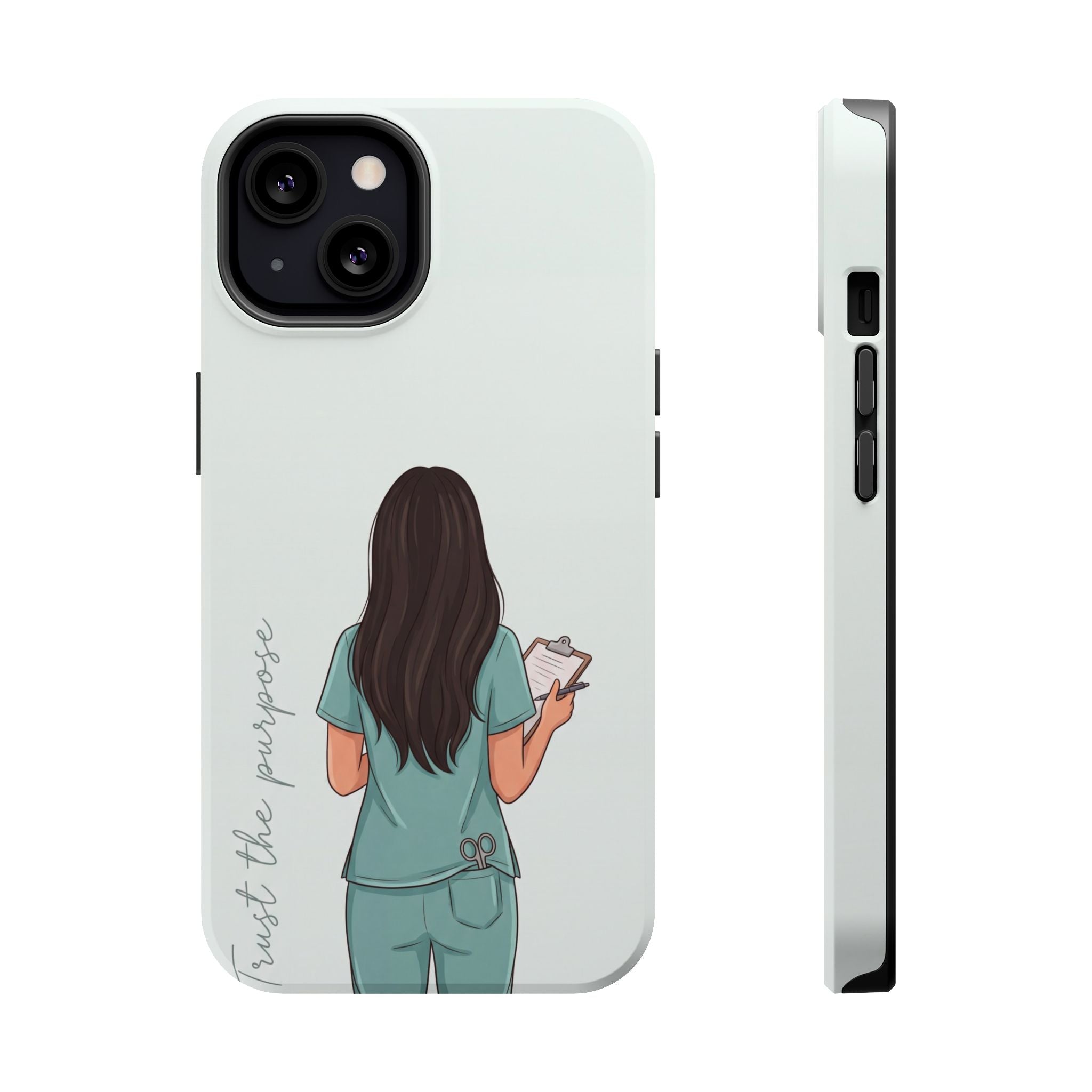 Nurse Illustration Phone Case — Impact-Resistant Wireless Charging Cover