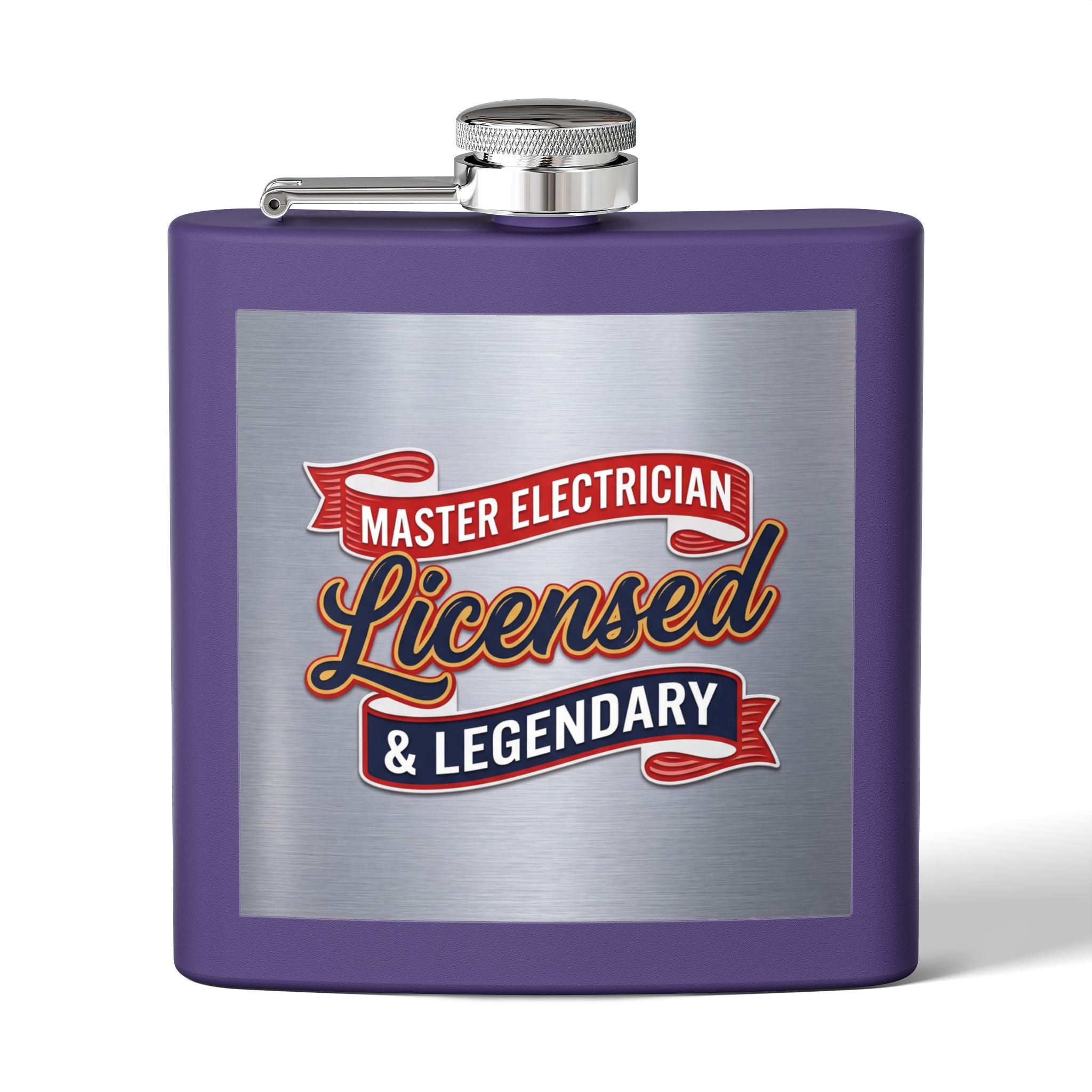Flask — "Master Electrician: Licensed & Legendary" (Crest Edition) 6oz Stainless Steel Hip Flask