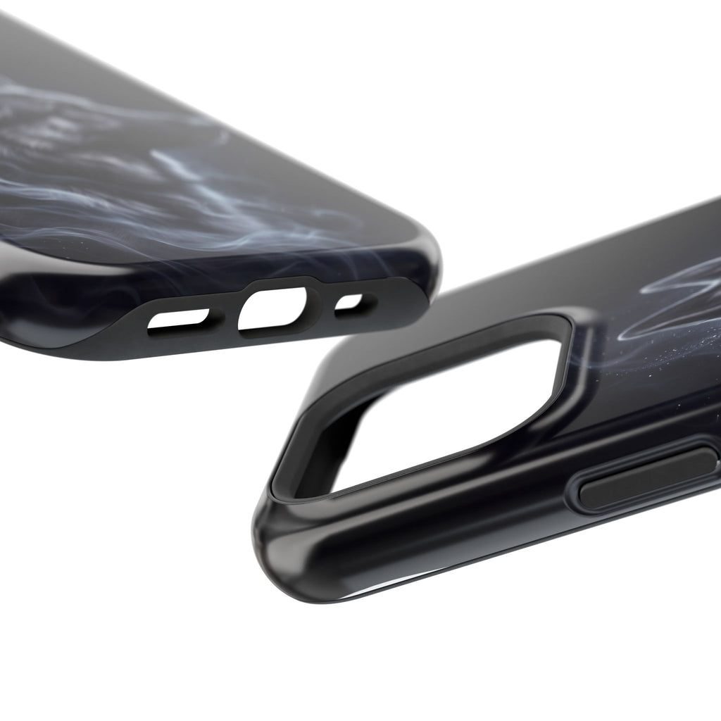 German Shepherd Phone Case | Silver Moonlight Mist Art — Tough Magnetic Case with Wireless Charging