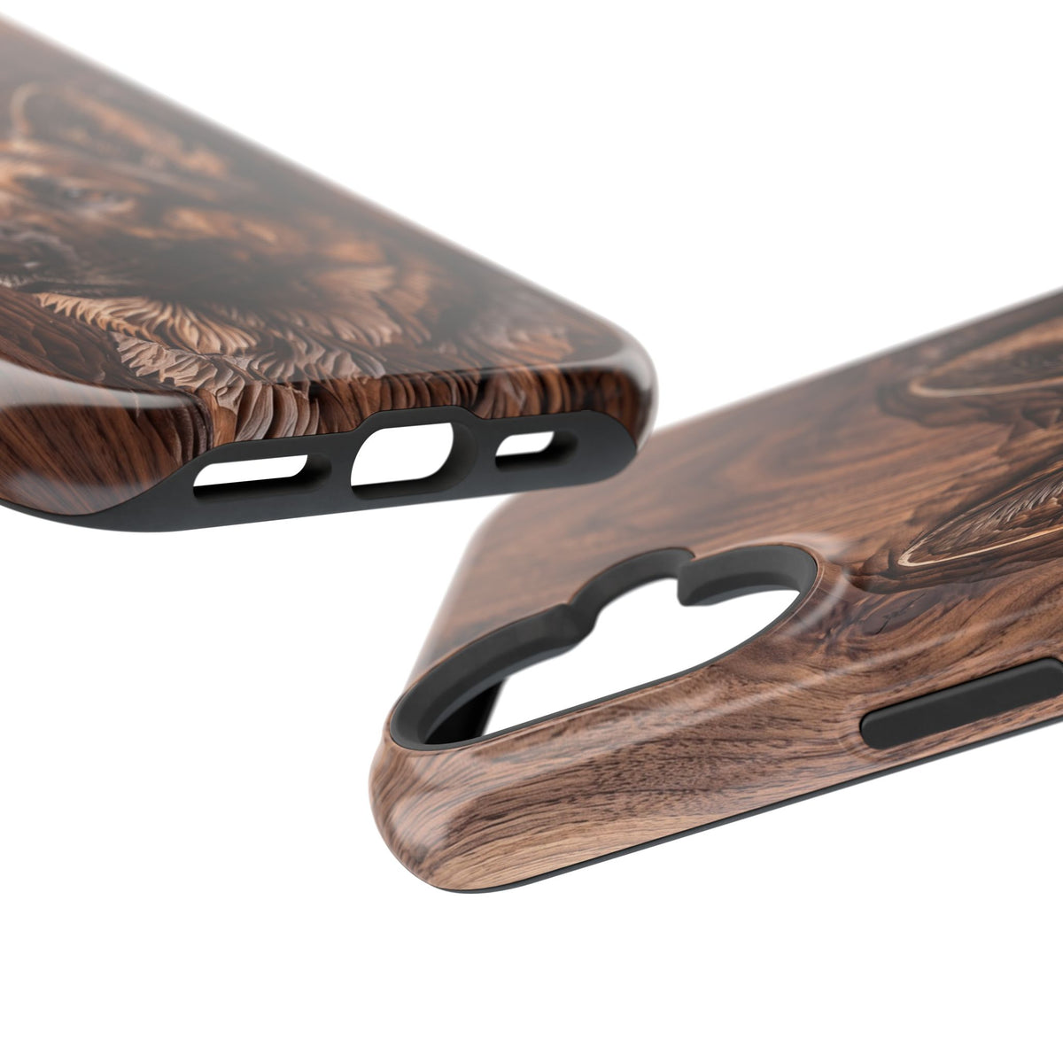 German Shepherd Phone Case | Carved Walnut Art — Tough Magnetic Case with Wireless Charging
