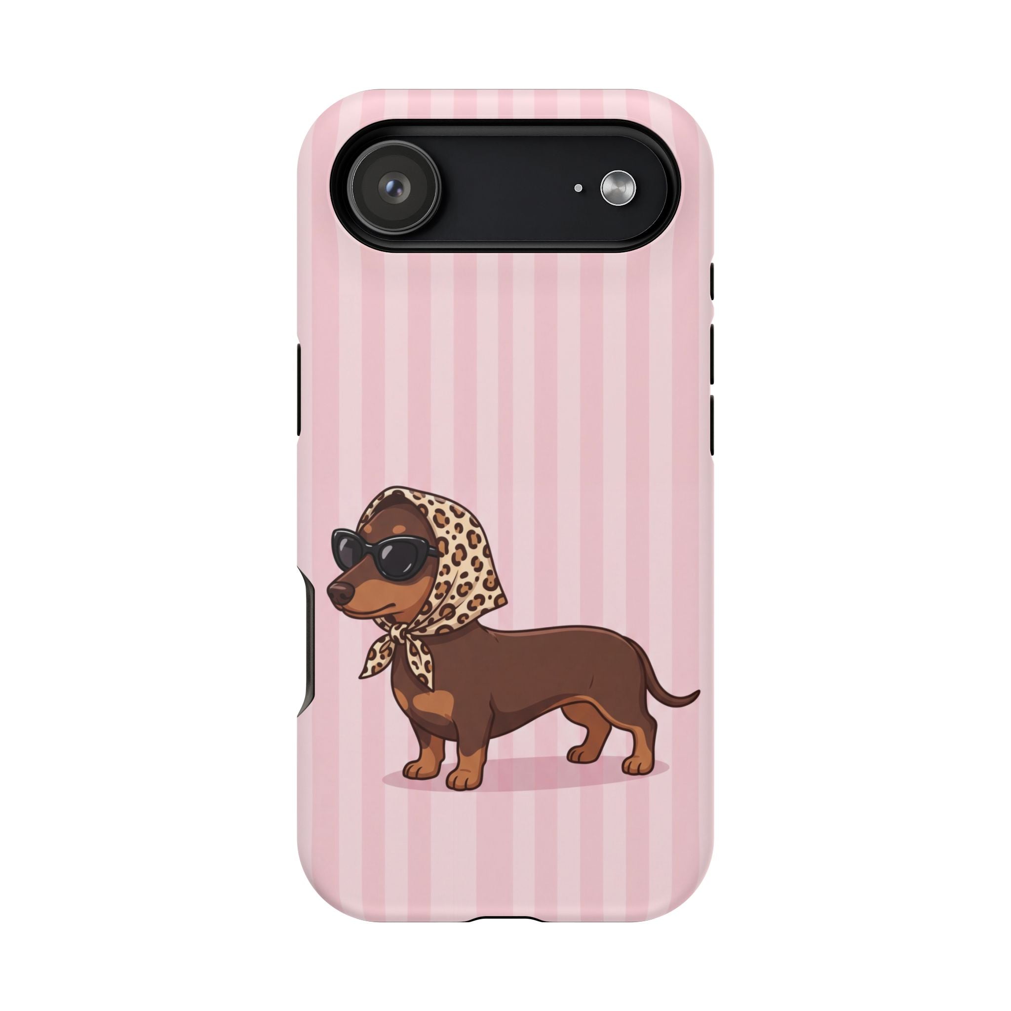 Preppy Dachshund Phone Case — Impact-Resistant Wireless Charging Cover