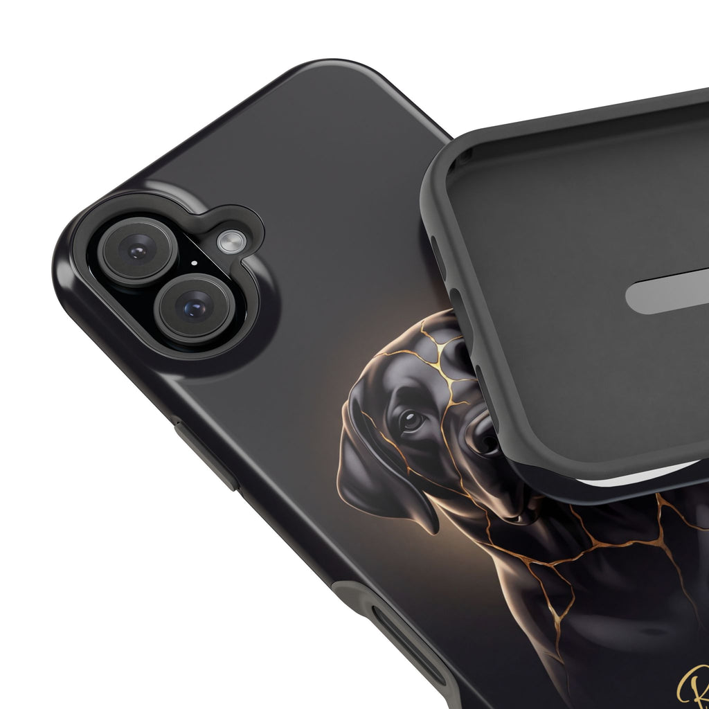 Personalized Obsidian Kintsugi Labrador Phone Case — Tough Magnetic Case with Wireless Charging