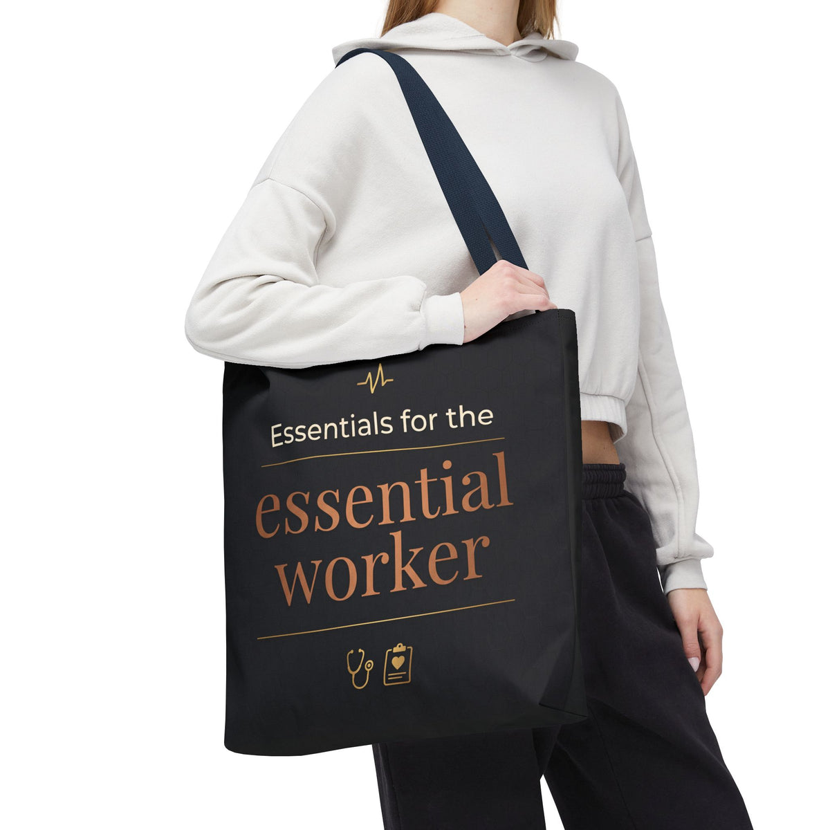Essentials for the Essential Worker Tote | Healthcare Worker Gift Tote Bag | Nurse Doctor Appreciation Gift | Premium Polyester Carry-All