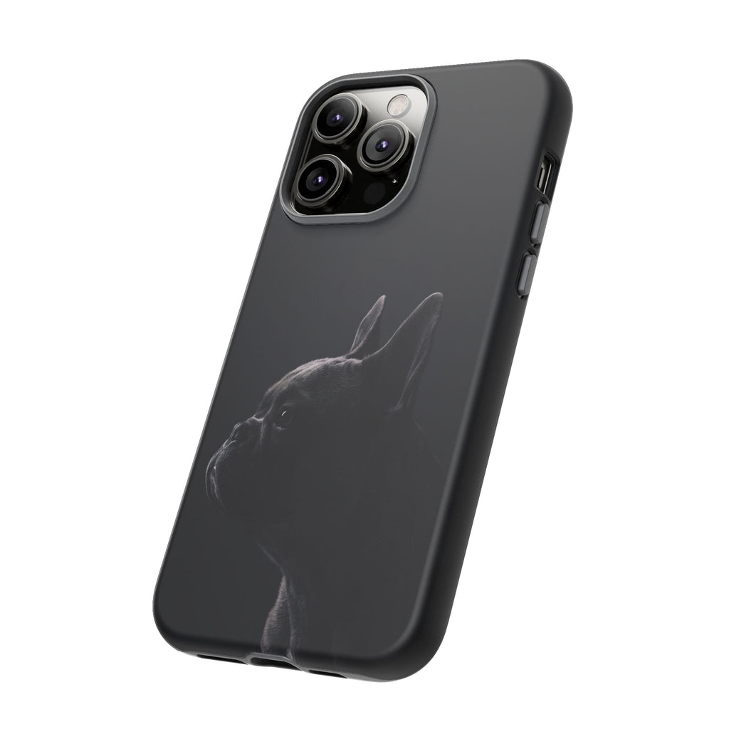 Silhouette French Bulldog Phone Case | Minimalist Black-on-Black Frenchie Profile | iPhone & Samsung