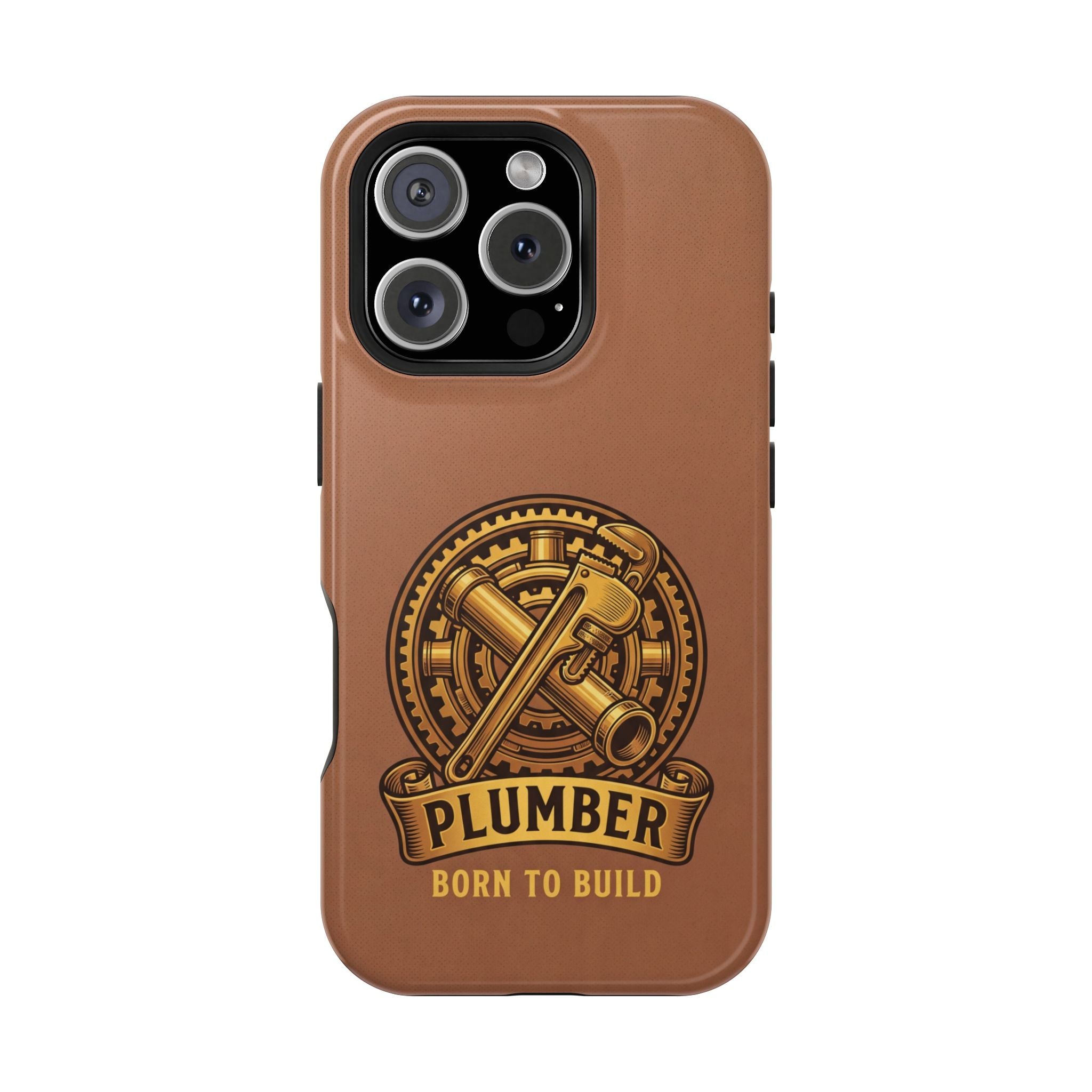 Plumber Born to Build Phone Case — Badge Wireless Charging Cover