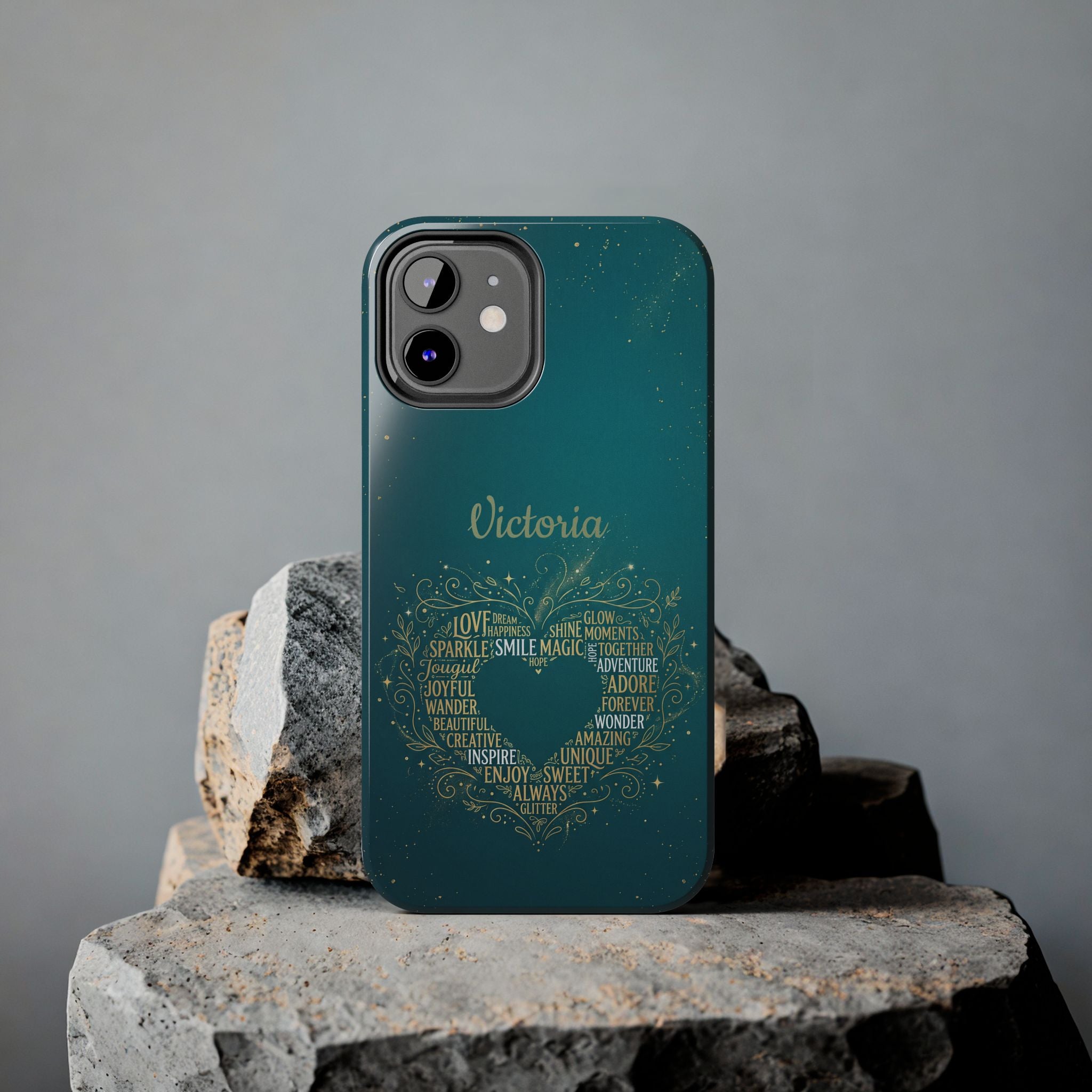 Personalized Teacher Phone Case — Custom Name Heart Word Art Design