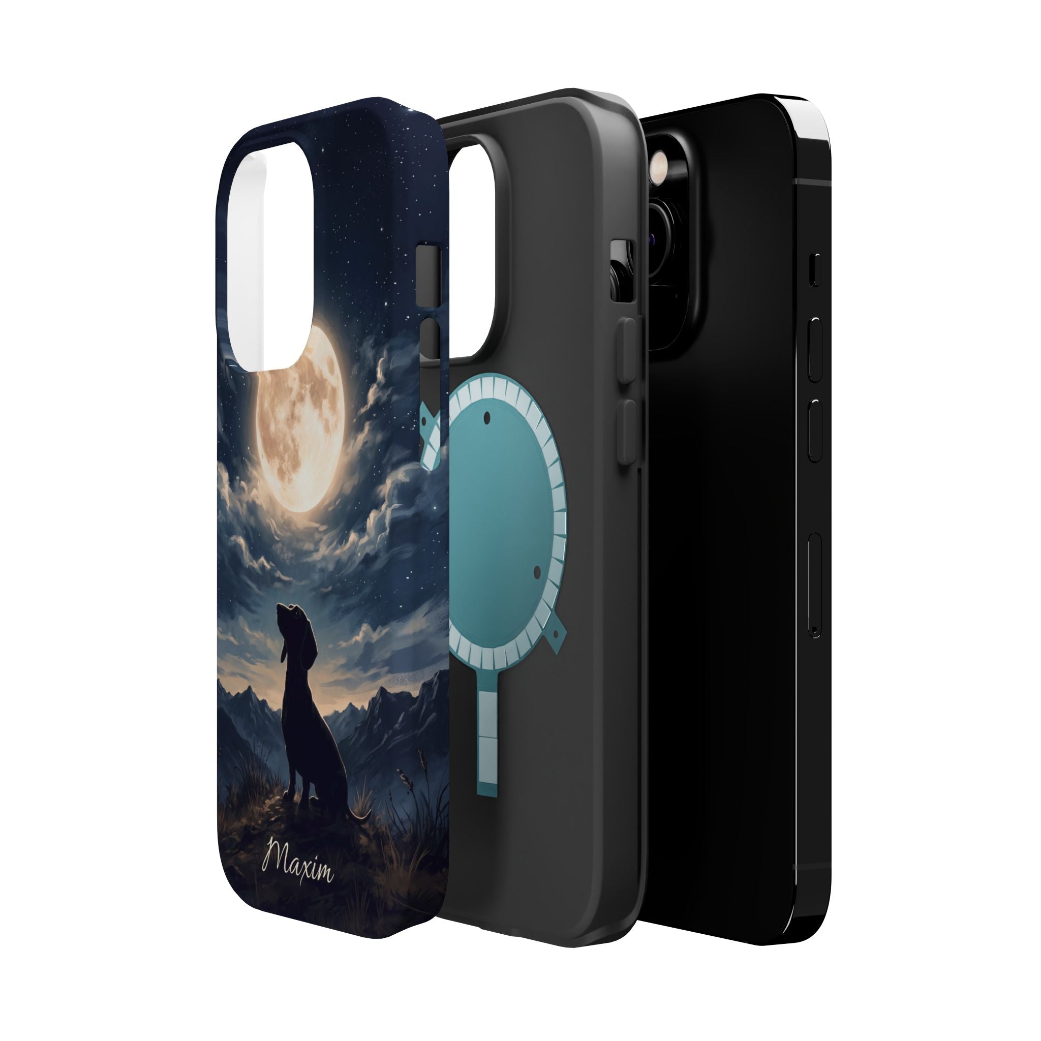 Personalized Dachshund Moonlight Phone Case — Wireless Charging Cover