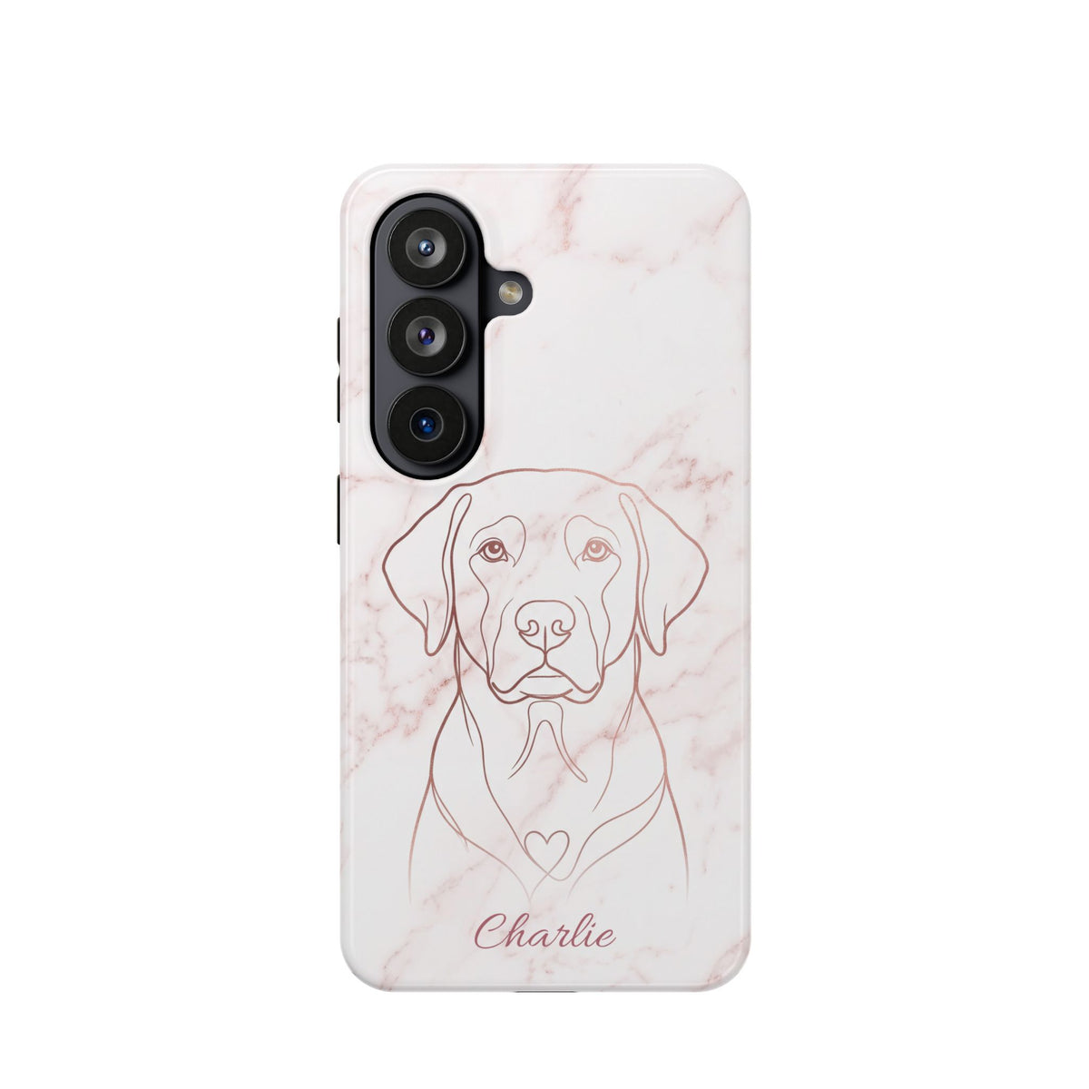 Personalized Rose Gold Marble Labrador Phone Case — Tough Magnetic Case with Wireless Charging