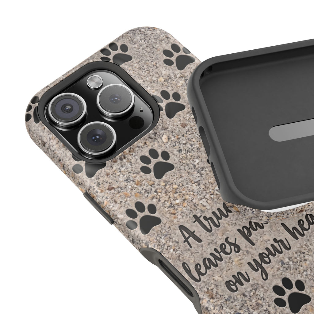 A True Friend Leaves Paw Prints Phone Case — Impact-Resistant Wireless Charging Cover