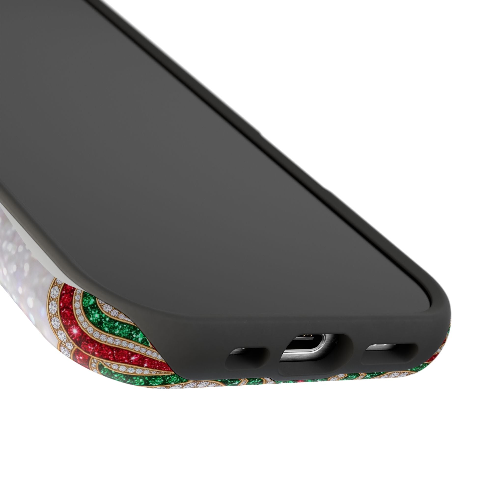 Jeweled Apple Medallion Personalized Teacher Phone Case — Wireless Charging Cover