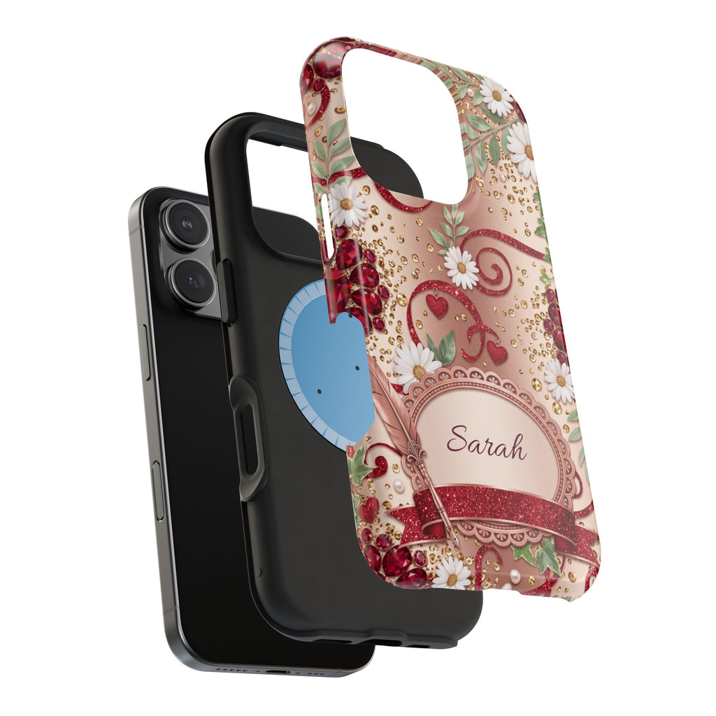 Personalized Vintage Floral Teacher Phone Case — Wireless Charging Cover