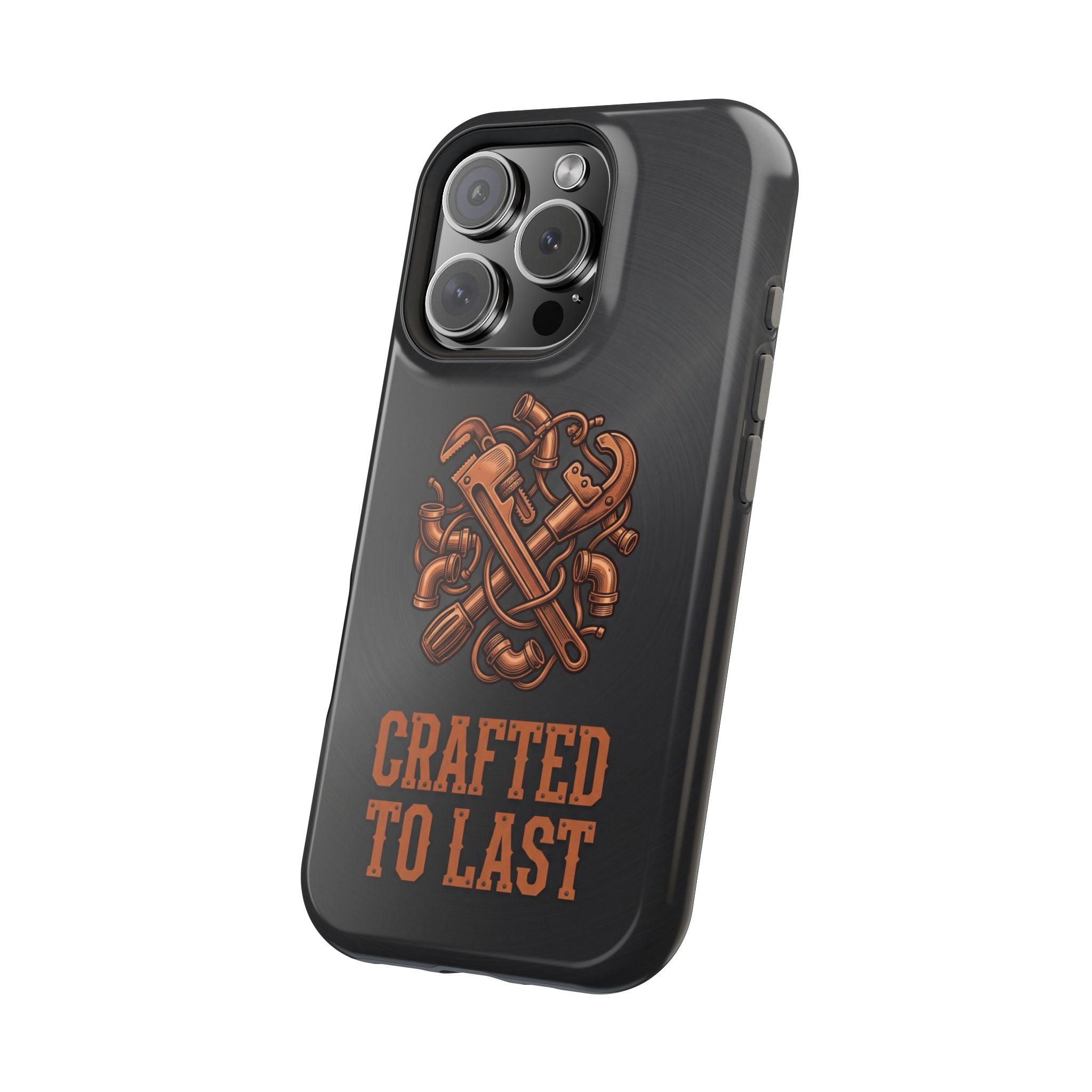 Crafted to Last Phone Case — Crossed Wrenches Wireless Charging Cover