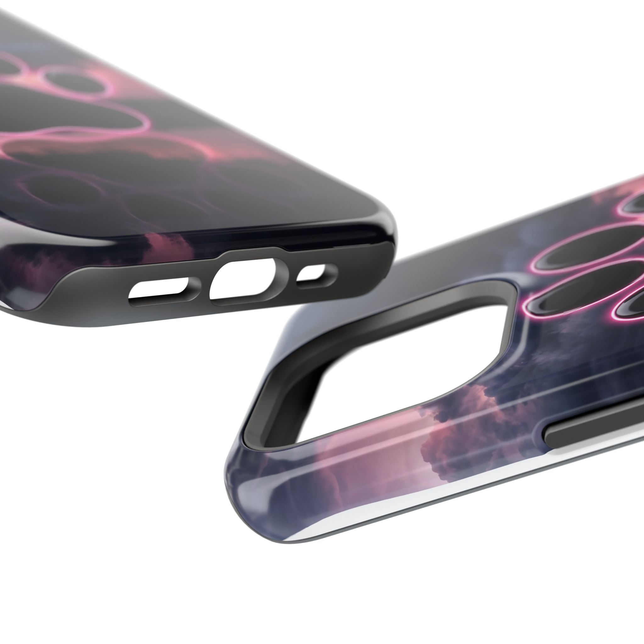Neon Paw Print Phone Case — Impact-Resistant Wireless Charging Cover