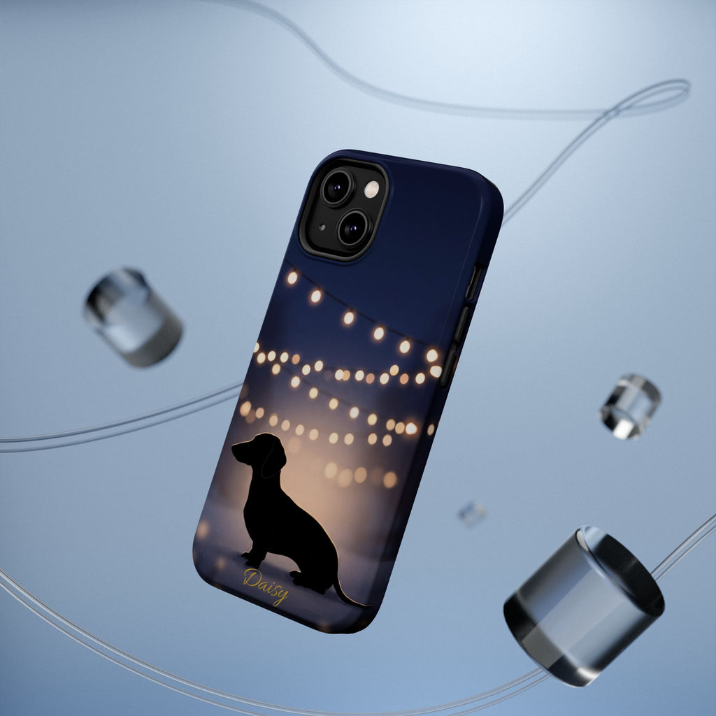Personalized Dachshund Fairy Lights Phone Case — Wireless Charging Cover