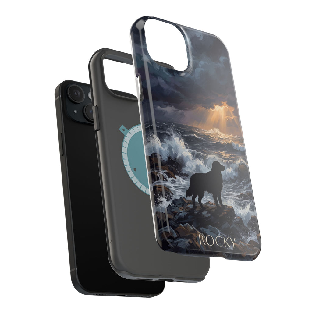Personalized Golden Retriever Stormy Sea Phone Case — Wireless Charging Cover