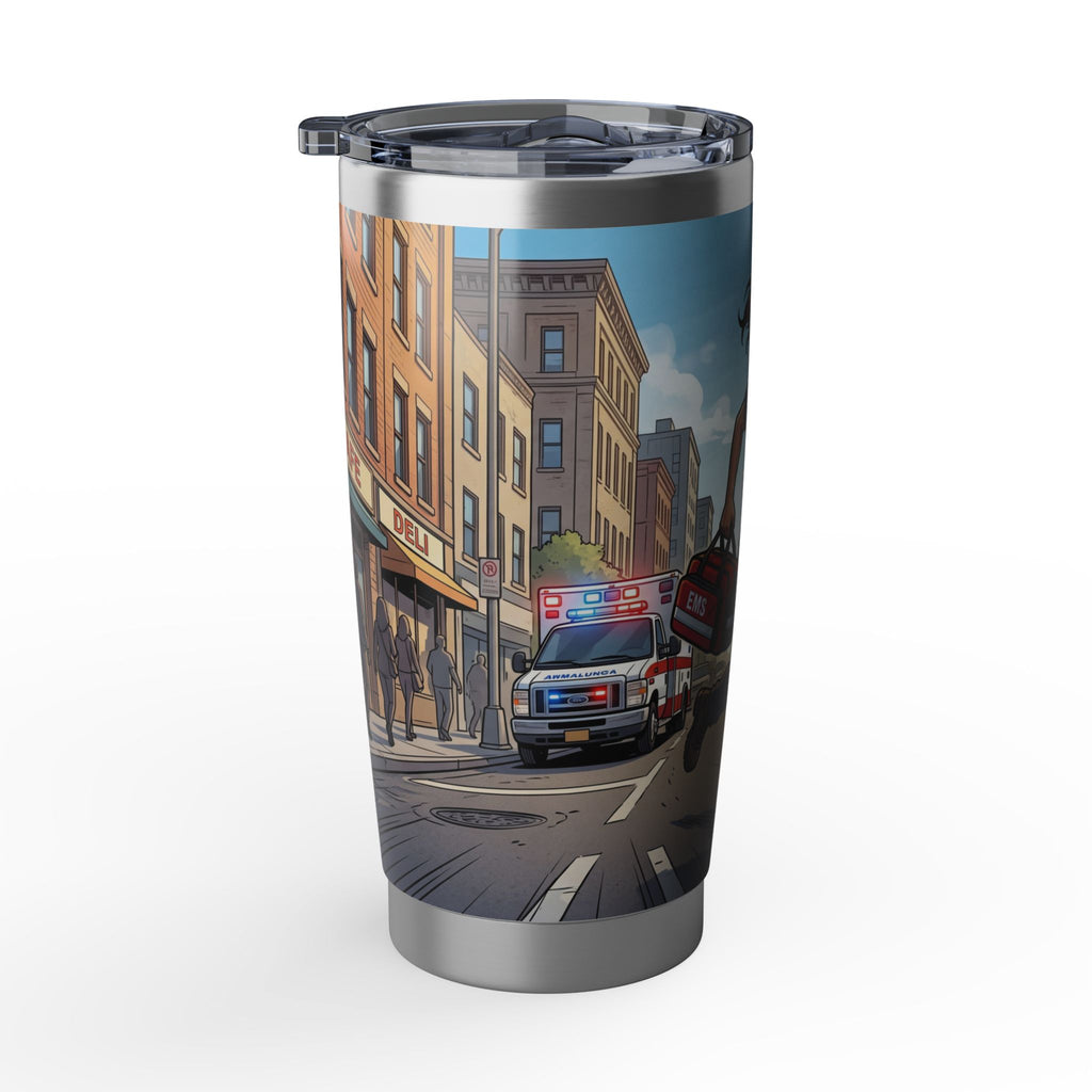 Paramedic/EMT 20oz Tumbler – Female Paramedic Running Illustration in Daytime
