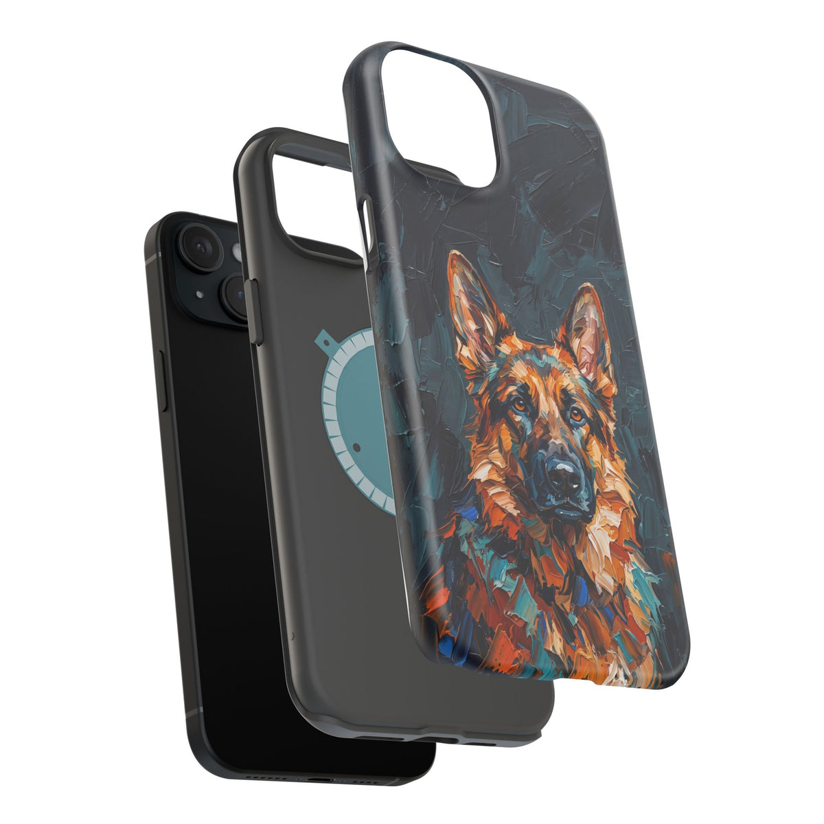 German Shepherd Phone Case | Palette Knife Painting Art — Tough Magnetic Case with Wireless Charging