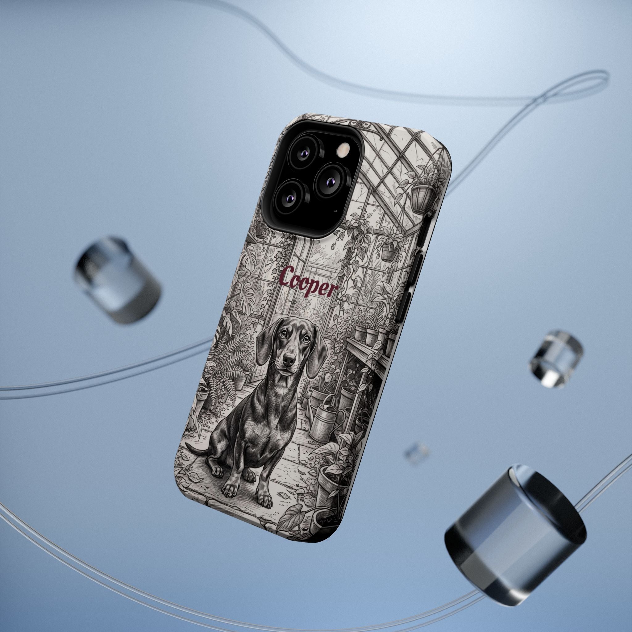 Personalized Dachshund Vintage Greenhouse Phone Case — Wireless Charging Cover