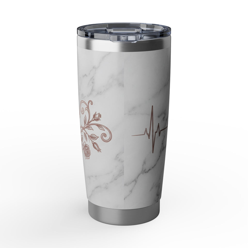Personalized Marble Floral Tumbler – Custom Name Rose Gold Design 20 oz