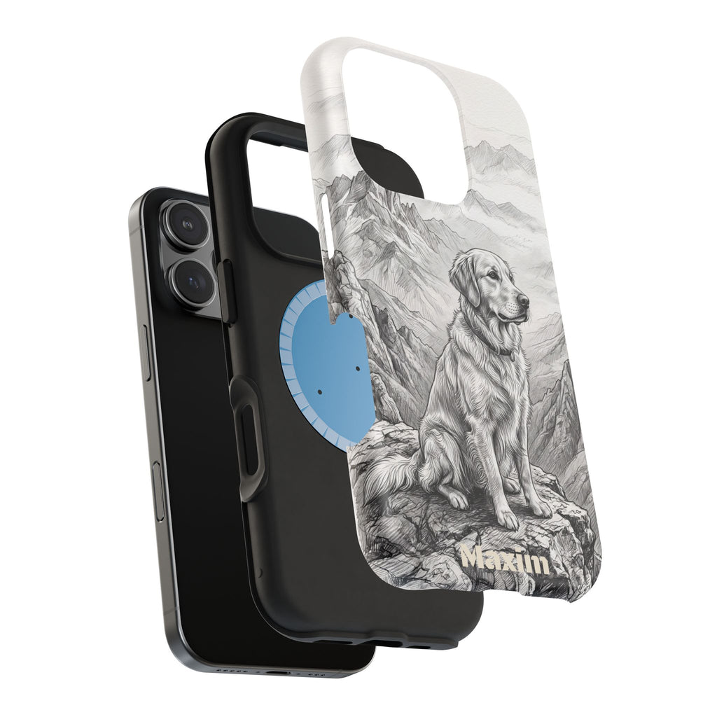 Personalized Golden Retriever Mountain Peak Phone Case — Wireless Charging Cover