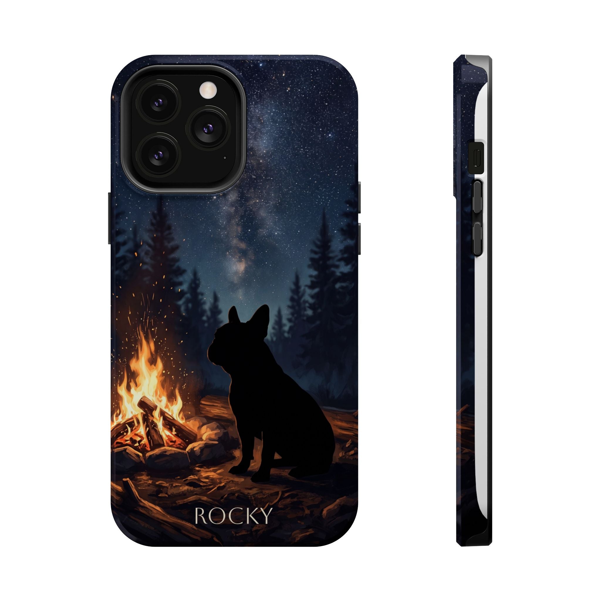 Personalized French Bulldog Campfire Phone Case — Wireless Charging Cover