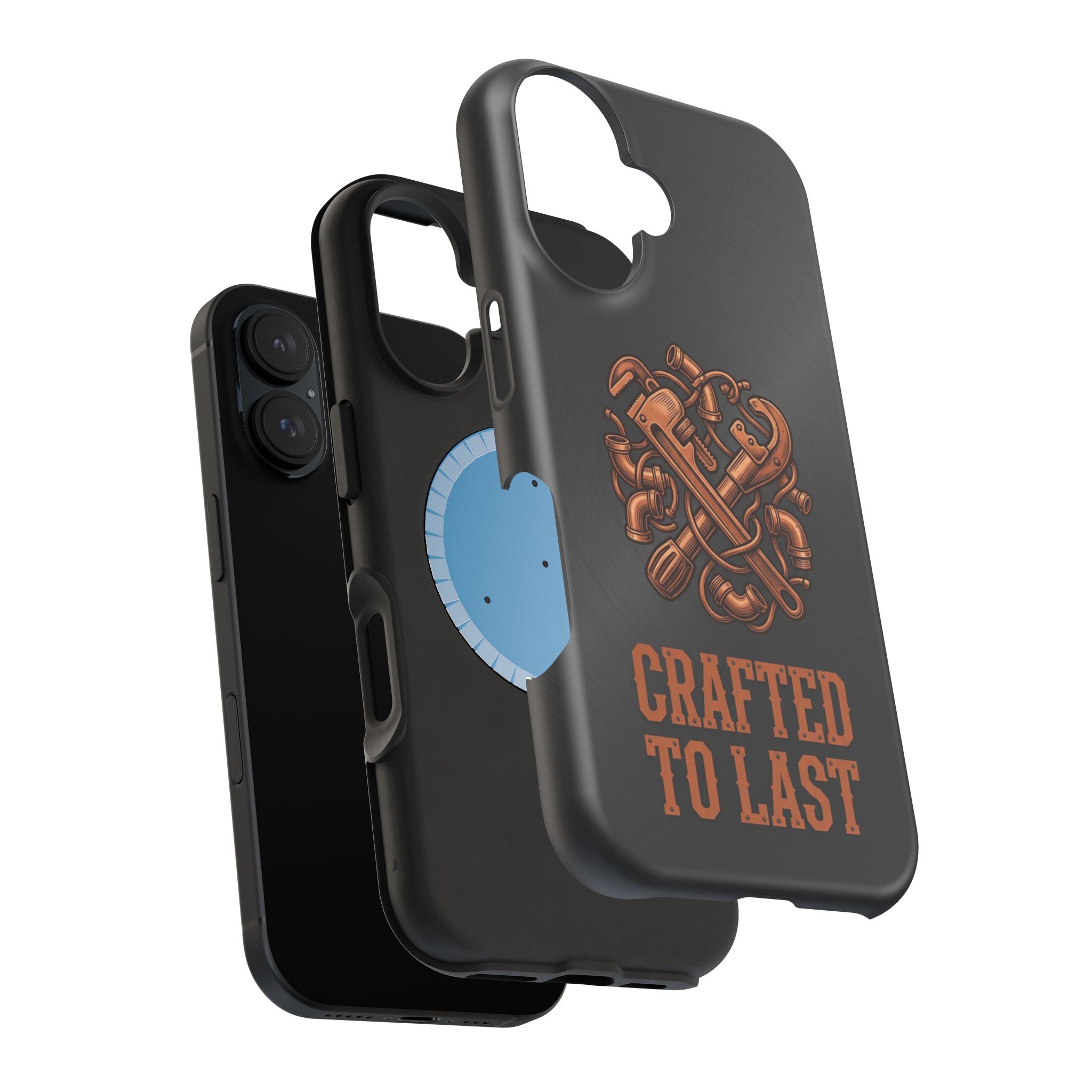 Crafted to Last Phone Case — Crossed Wrenches Wireless Charging Cover