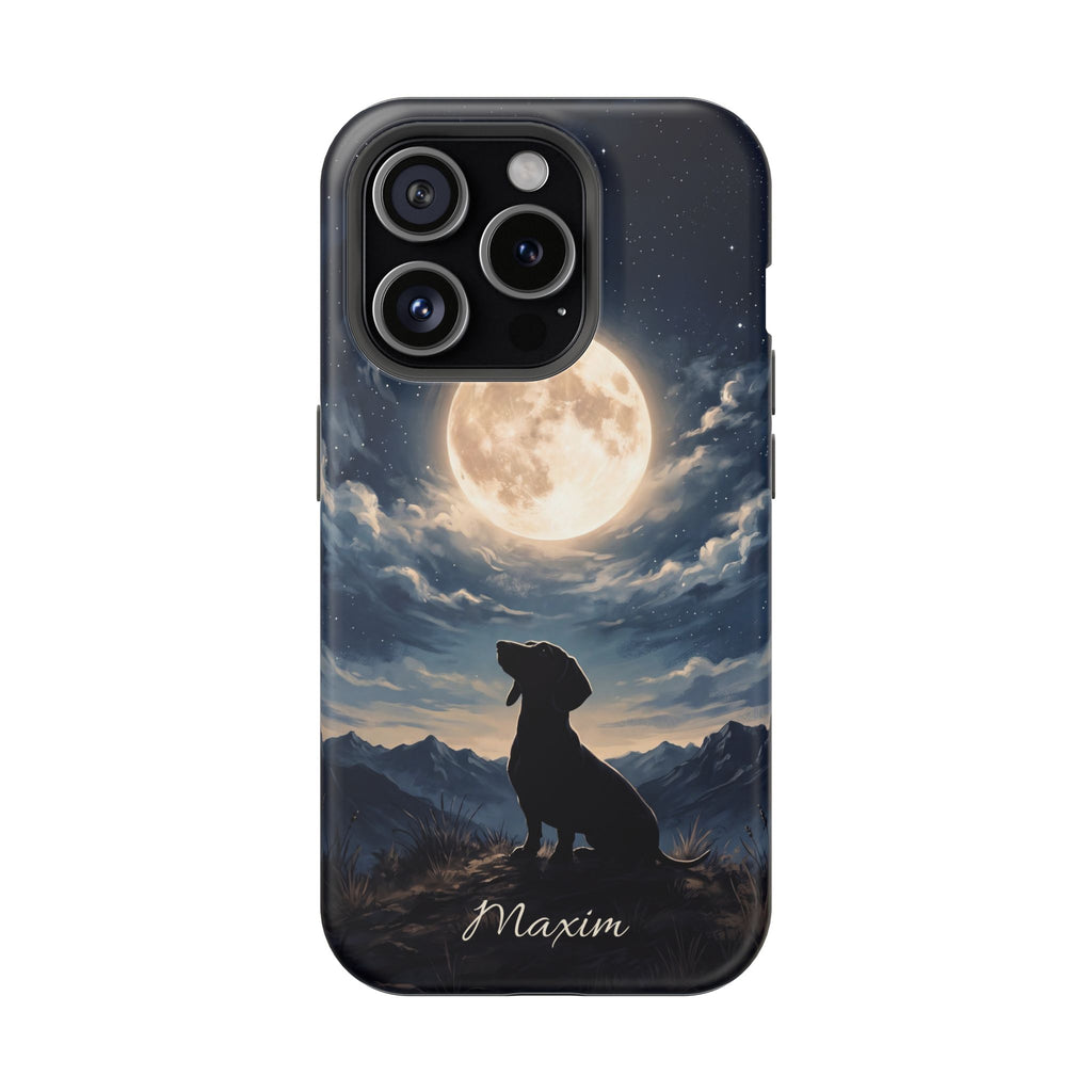 Personalized Dachshund Moonlight Phone Case — Wireless Charging Cover