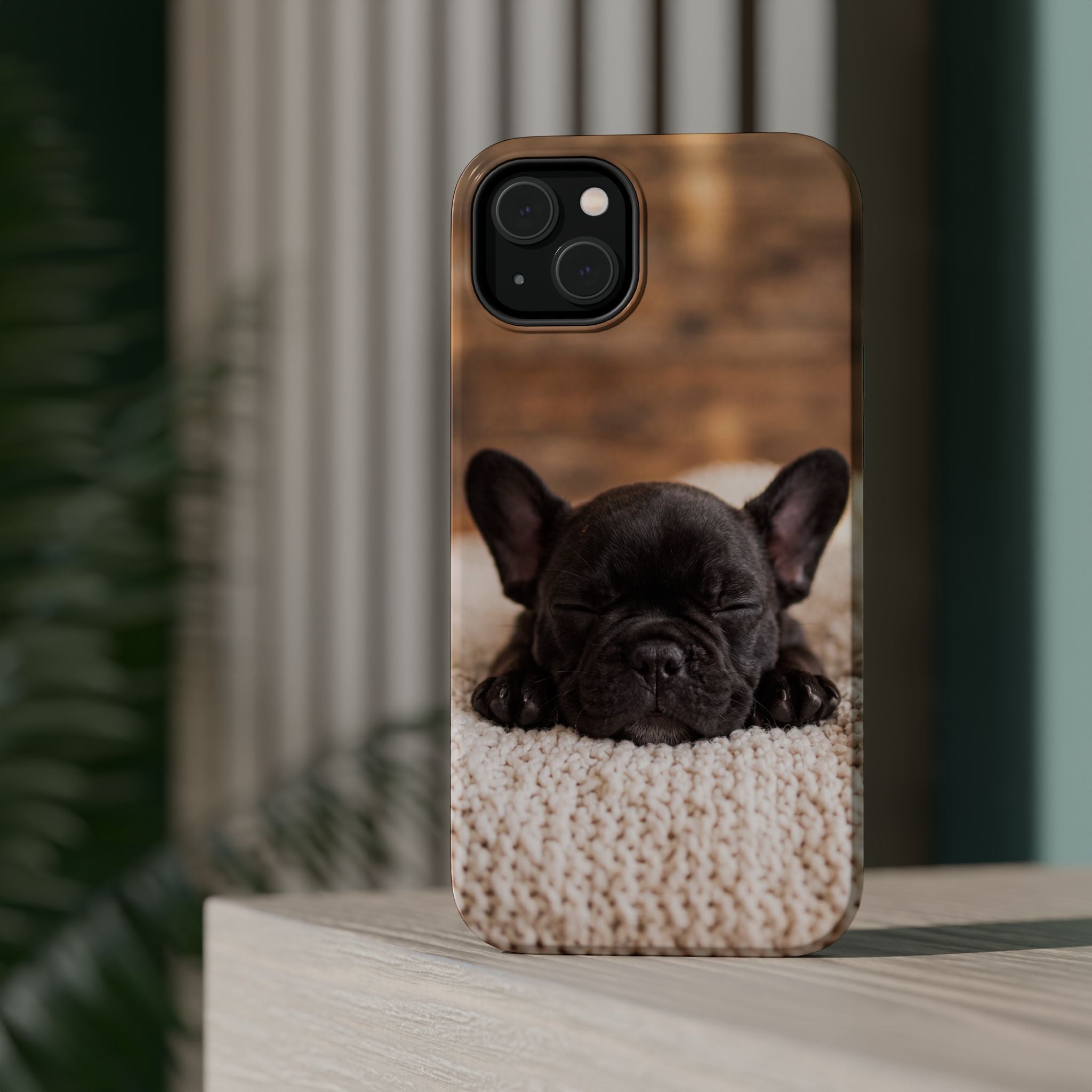 Sleepy French Bulldog Phone Case — Impact-Resistant Wireless Charging Cover