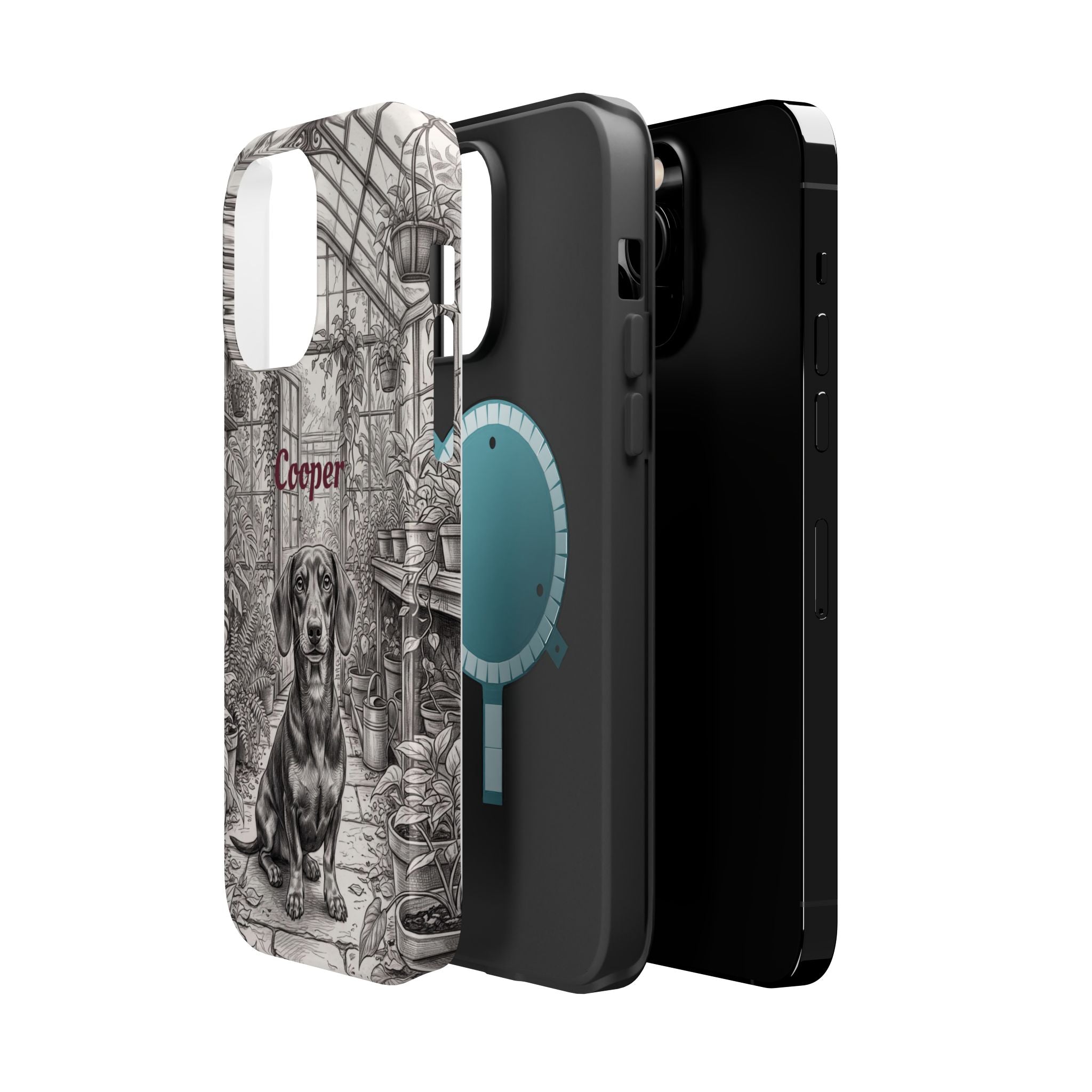 Personalized Dachshund Vintage Greenhouse Phone Case — Wireless Charging Cover