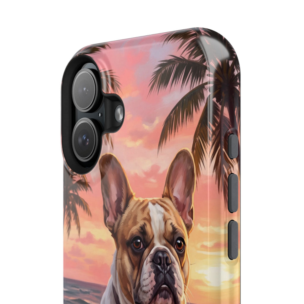 Personalized French Bulldog Beach Portrait Phone Case — Wireless Charging Cover