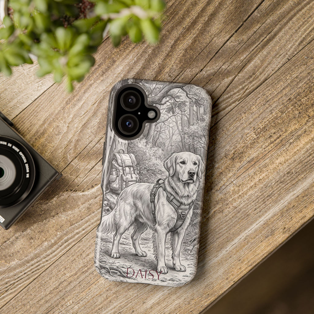 Personalized Golden Retriever Woodland Trail Phone Case — Wireless Charging Cover