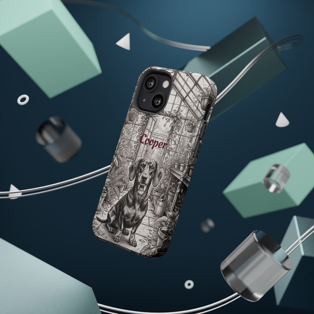 Personalized Dachshund Vintage Greenhouse Phone Case — Wireless Charging Cover