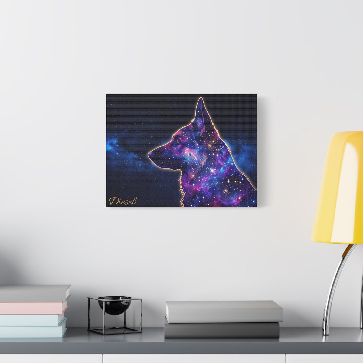 German Shepherd Personalized Canvas | Galaxy Silhouette Wall Art