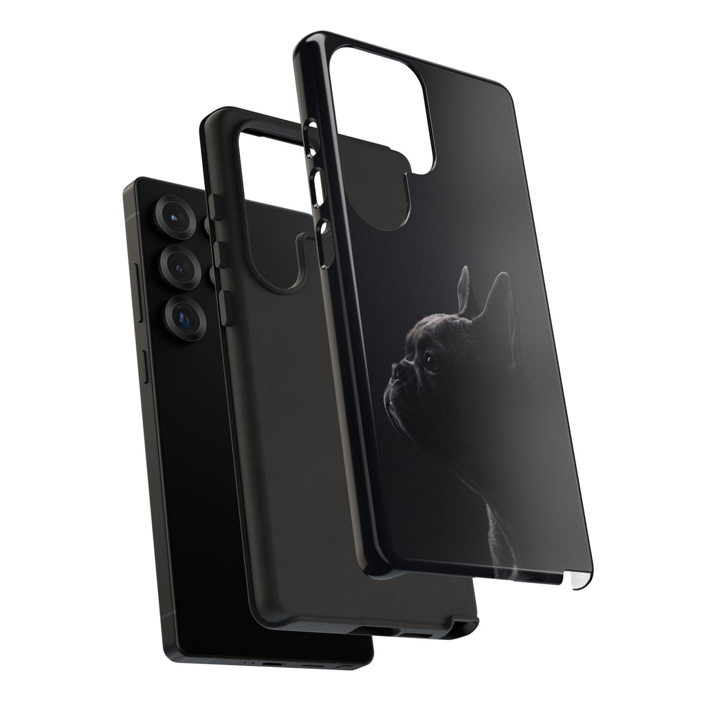 Silhouette French Bulldog Phone Case | Minimalist Black-on-Black Frenchie Profile | iPhone & Samsung