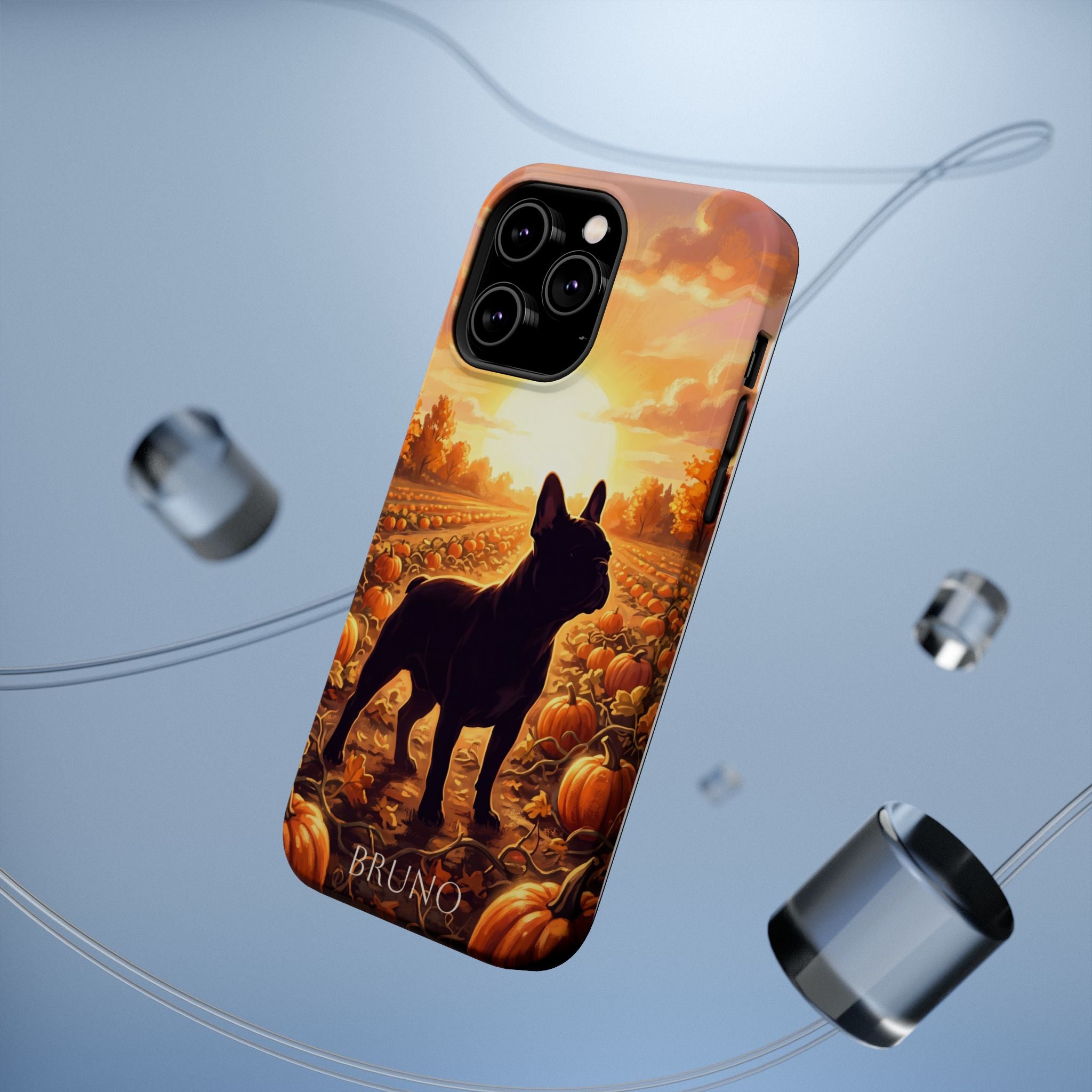 Personalized French Bulldog Pumpkin Patch Phone Case — Wireless Charging Cover
